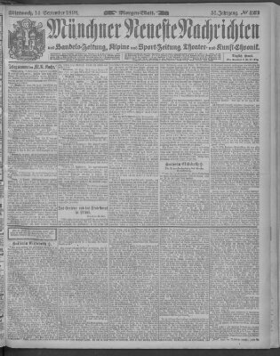 Münchner neueste Nachrichten Mittwoch 14. September 1898