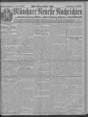 Münchner neueste Nachrichten Donnerstag 25. Oktober 1906