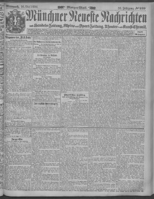 Münchner neueste Nachrichten Mittwoch 16. Mai 1906