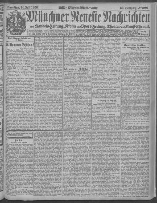 Münchner neueste Nachrichten Samstag 14. Juli 1906