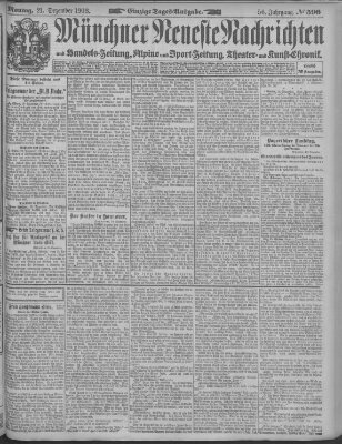 Münchner neueste Nachrichten Montag 21. Dezember 1903