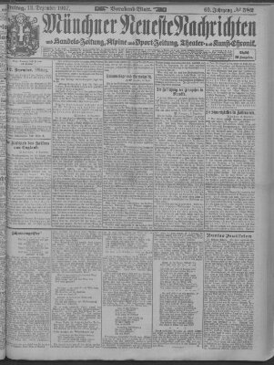 Münchner neueste Nachrichten Freitag 13. Dezember 1907