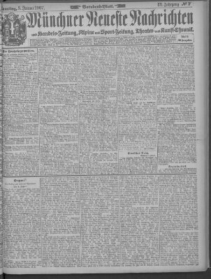 Münchner neueste Nachrichten Samstag 5. Januar 1907
