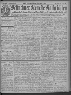 Münchner neueste Nachrichten Montag 7. Januar 1907