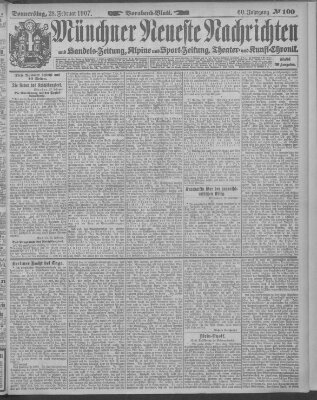 Münchner neueste Nachrichten Donnerstag 28. Februar 1907