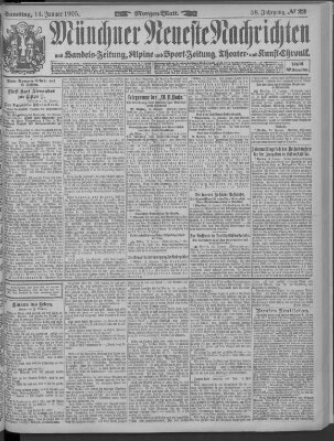 Münchner neueste Nachrichten Samstag 14. Januar 1905