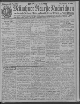 Münchner neueste Nachrichten Mittwoch 27. Mai 1908