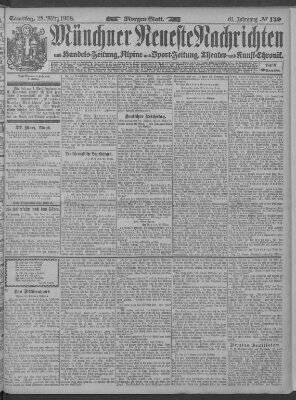Münchner neueste Nachrichten Samstag 28. März 1908