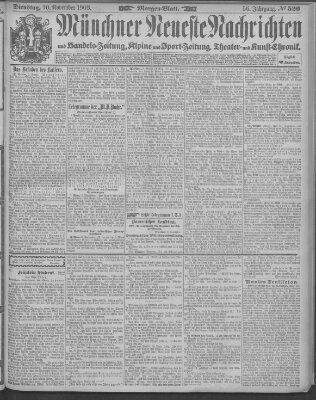 Münchner neueste Nachrichten Dienstag 10. November 1903