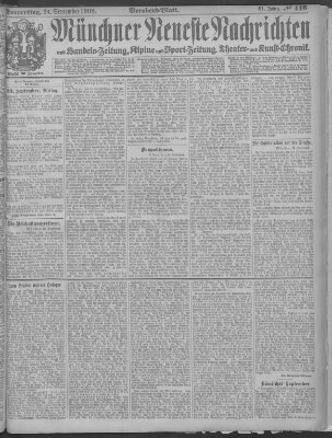 Münchner neueste Nachrichten Donnerstag 24. September 1908