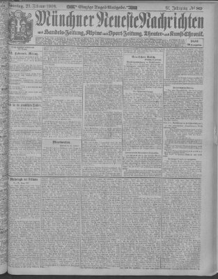 Münchner neueste Nachrichten Sonntag 23. Februar 1908