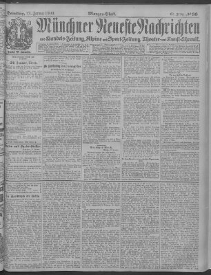 Münchner neueste Nachrichten Samstag 23. Januar 1909