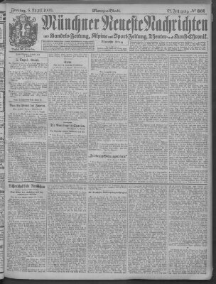 Münchner neueste Nachrichten Freitag 6. August 1909