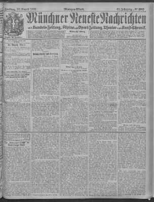 Münchner neueste Nachrichten Freitag 20. August 1909