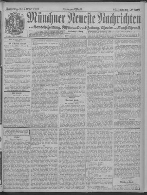 Münchner neueste Nachrichten Samstag 29. Oktober 1910