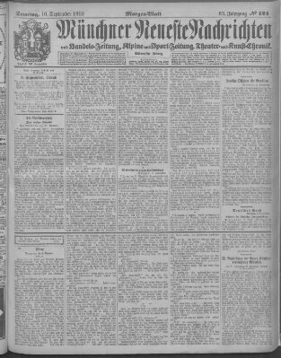 Münchner neueste Nachrichten Samstag 10. September 1910