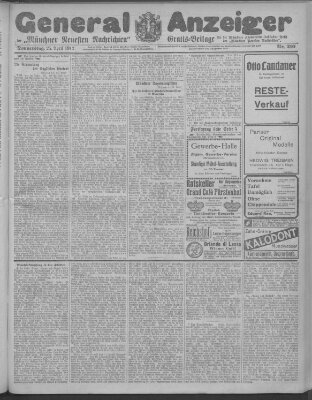 Münchner neueste Nachrichten Donnerstag 25. April 1912