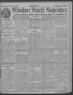 Münchner neueste Nachrichten Samstag 19. November 1910
