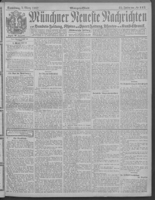 Münchner neueste Nachrichten Samstag 2. März 1912