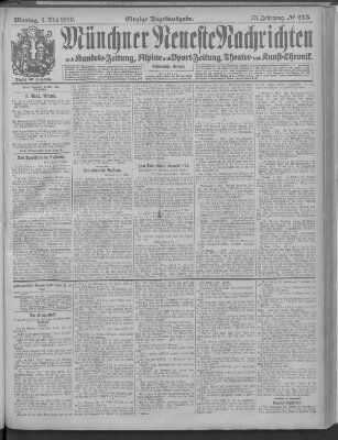 Münchner neueste Nachrichten Montag 9. Mai 1910