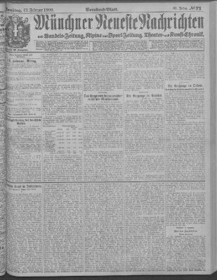 Münchner neueste Nachrichten Samstag 13. Februar 1909