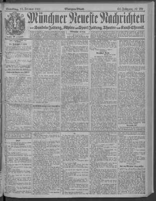Münchner neueste Nachrichten Samstag 11. Februar 1911