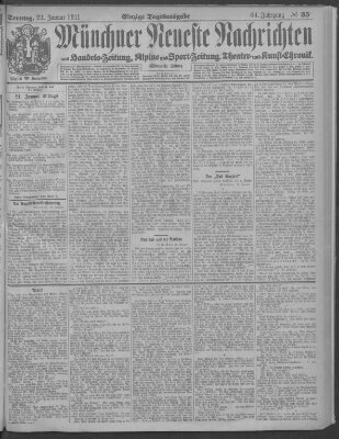 Münchner neueste Nachrichten Sonntag 22. Januar 1911