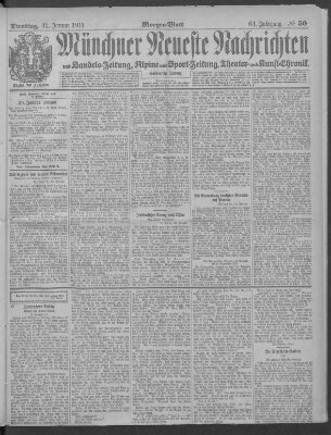 Münchner neueste Nachrichten Dienstag 31. Januar 1911