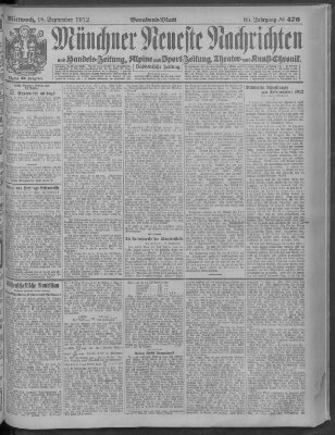 Münchner neueste Nachrichten Mittwoch 18. September 1912