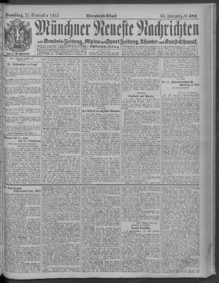 Münchner neueste Nachrichten Samstag 21. September 1912