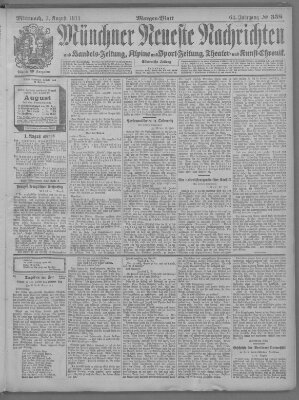 Münchner neueste Nachrichten Mittwoch 2. August 1911