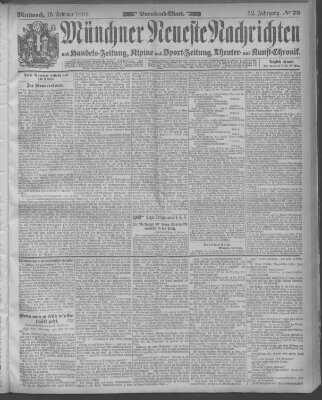 Münchner neueste Nachrichten Mittwoch 15. Februar 1899