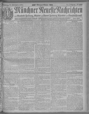 Münchner neueste Nachrichten Samstag 16. September 1899