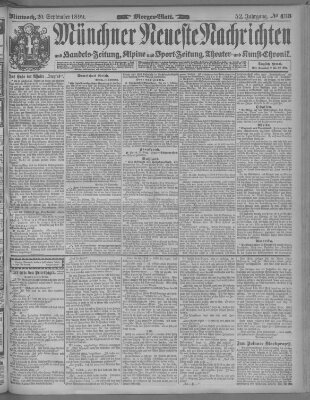Münchner neueste Nachrichten Mittwoch 20. September 1899