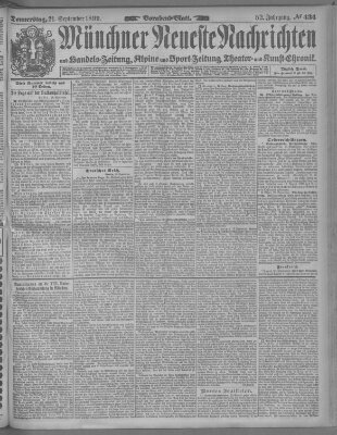 Münchner neueste Nachrichten Donnerstag 21. September 1899