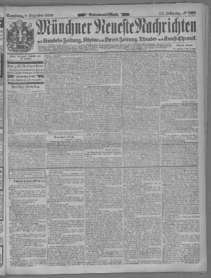 Münchner neueste Nachrichten Samstag 9. Dezember 1899