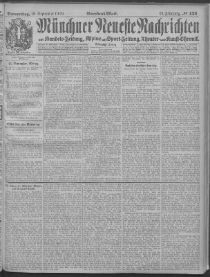 Münchner neueste Nachrichten Donnerstag 16. September 1909