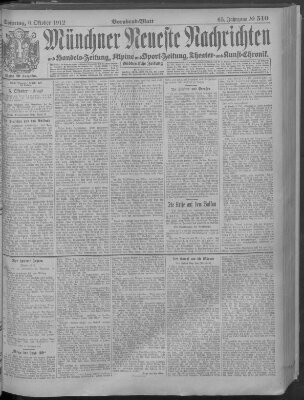 Münchner neueste Nachrichten Sonntag 6. Oktober 1912