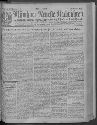 Münchner neueste Nachrichten Mittwoch 16. Oktober 1912