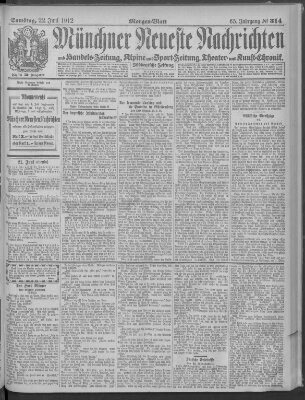 Münchner neueste Nachrichten Samstag 22. Juni 1912