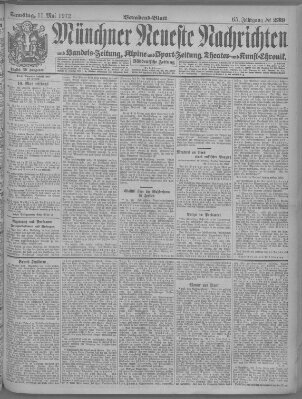 Münchner neueste Nachrichten Samstag 11. Mai 1912
