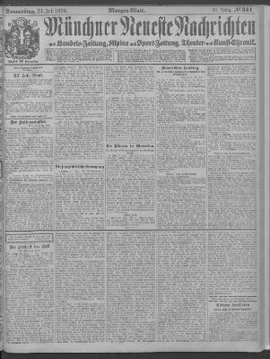 Münchner neueste Nachrichten Donnerstag 23. Juli 1908
