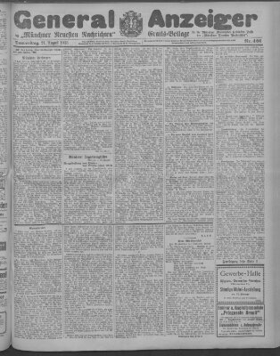Münchner neueste Nachrichten Donnerstag 21. August 1913