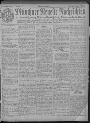 Münchner neueste Nachrichten Donnerstag 2. Oktober 1913