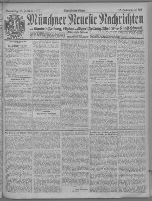 Münchner neueste Nachrichten Samstag 15. Februar 1913