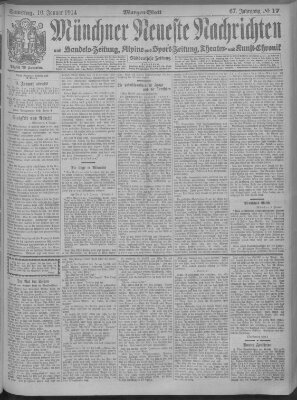 Münchner neueste Nachrichten Samstag 10. Januar 1914