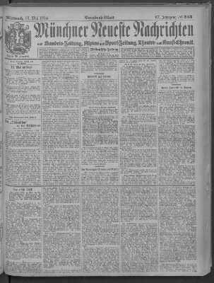 Münchner neueste Nachrichten Mittwoch 13. Mai 1914
