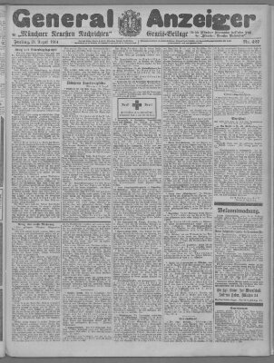 Münchner neueste Nachrichten Freitag 21. August 1914