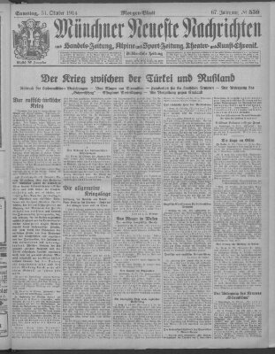 Münchner neueste Nachrichten Samstag 31. Oktober 1914