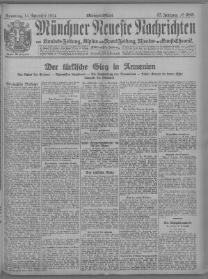 Münchner neueste Nachrichten Samstag 14. November 1914